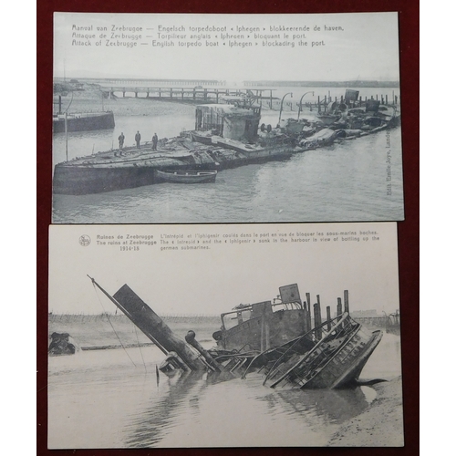 564 - WWI interesting batch of Postcards - German Submarine sunk, English Torpedo boat blocking the port, ... 