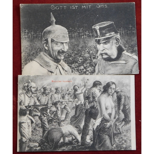 579 - WWI German and anti German postcards, Atrocities, Comic etc. (8)