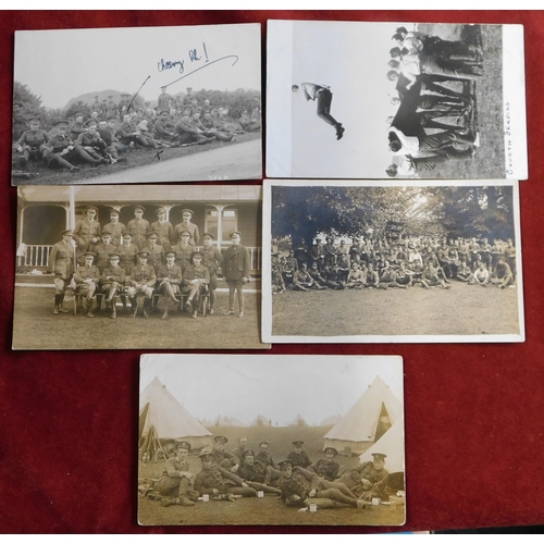 594 - British WWI RP Postcards (5) of regimental group photographs including Royal Artillery, Royal Fusili... 