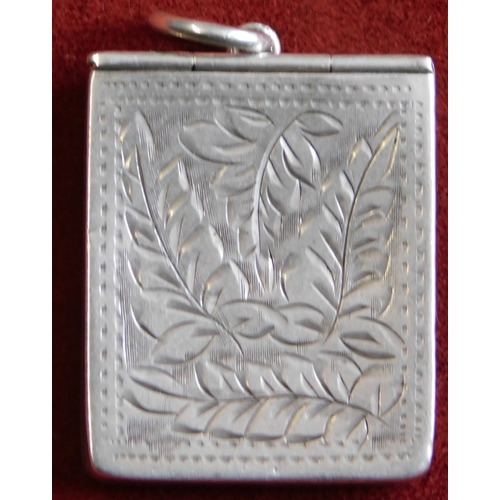 643 - British Edwardian Silver Stamp Box bracelet charm with floral relief, made1905  in Chester by Boots ... 