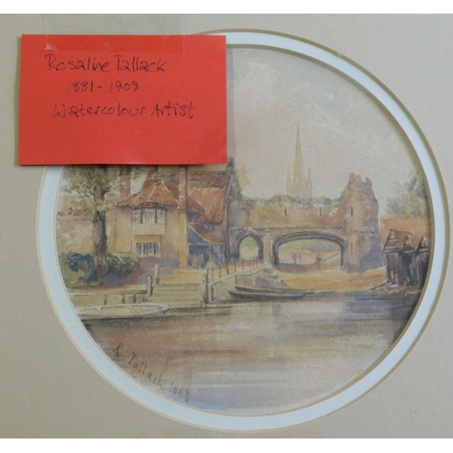 651 - Tallack, Rosaline (1881-1909) Three framed small water colours, Norwich, Pauls Ferry, Cathedral etc.... 