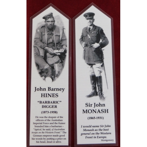 679 - Book Marks from The Somme Heritage Centre, showing Ulster Tower, Victoria Cross, Sir John Monash, Jo... 