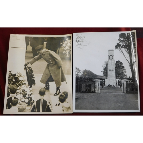 695 - Press photo of the Prince of Wales representing the King 1929, placing His Majesty's Wreath on the C... 