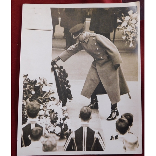 695 - Press photo of the Prince of Wales representing the King 1929, placing His Majesty's Wreath on the C... 