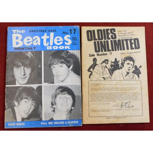 698 - Booklets (2) - Oldies unlimited sale no.11, oldies singles & LP's, The Beatles Book Dec 1964, foxing... 