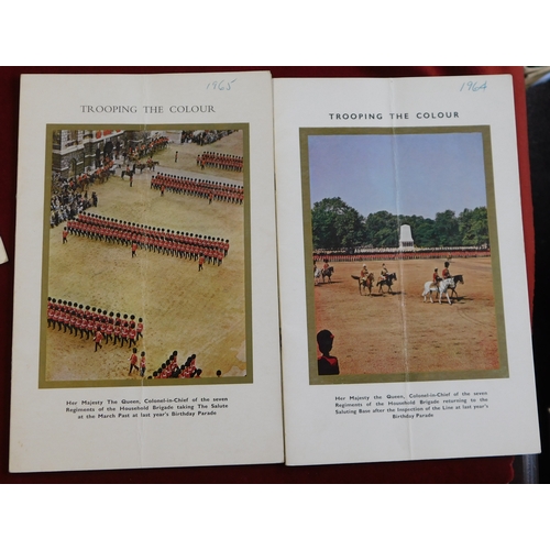 725 - The Queens Birthday Parade and presentation of the colours Pamphlets 1961 - 1968. Slight creasing to... 