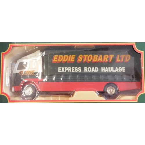 743 - Corgi, Atlas, Scania range of Eddie Stobart mint and boxed, coach, vans, trucks etc., with large tru... 