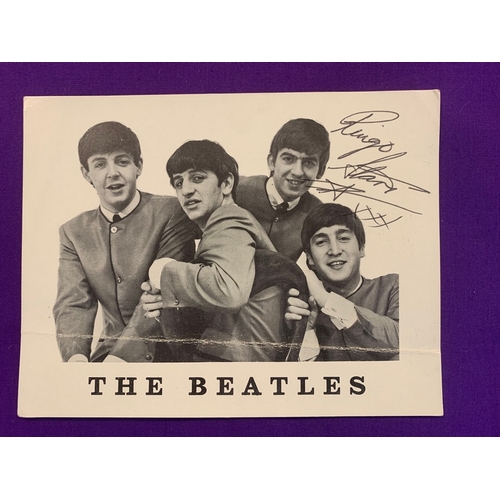 804 - Signed Beatles Fan Club Postcard Original Beatles Fan Club postcard from 1965, signed by Ringo Starr... 