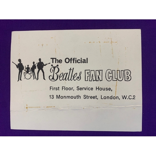 804 - Signed Beatles Fan Club Postcard Original Beatles Fan Club postcard from 1965, signed by Ringo Starr... 