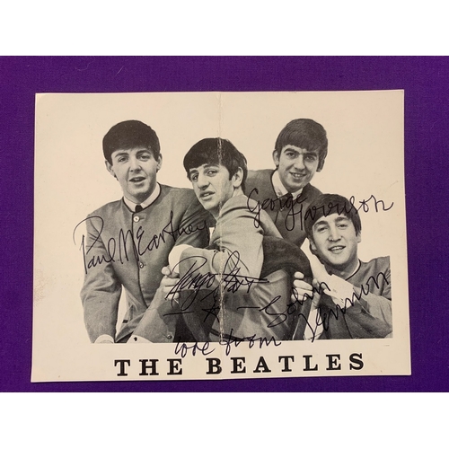 805 - Signed Beatles Fan Club Postcard, Original Beatles Fan Club postcard from 1965, signed by all four m... 