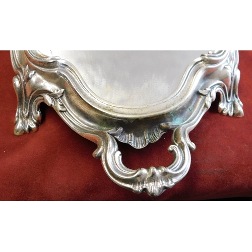 920 - French 1960s Vanity Tray With Handles, mirrored centre with ornate silver plated footed body, an int... 