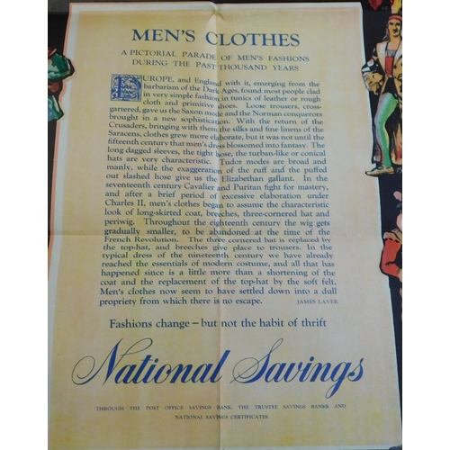 890 - British Post War 1948 Original National Savings Poster, depicting Men's historical costumes, 