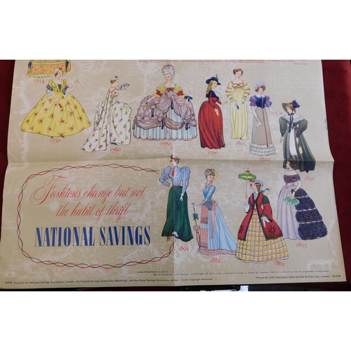 891 - British Post War 1948 Original National Savings Poster, depicting Women's historical costumes, 