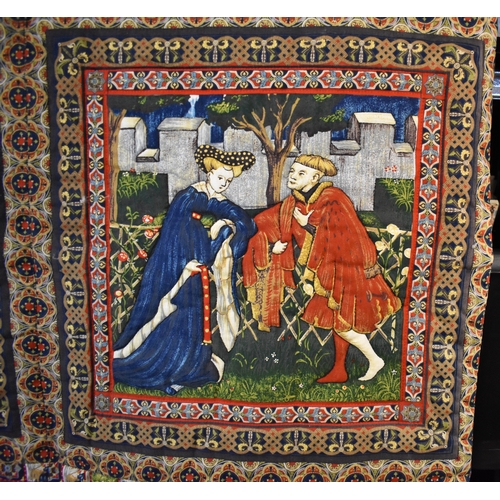 913 - 20th Century stitched panel wall hanger depicting Lover telling of love to lady Christine de Pisan-,... 