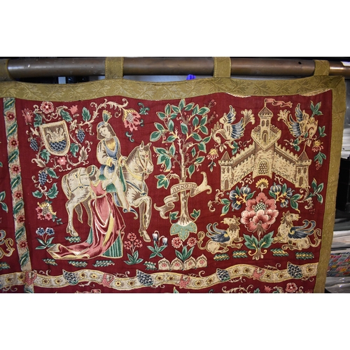 914 - 19th Century Quatered Tapestry depicting a late Elizabethen scene dated Anno 1585, of young man on h... 