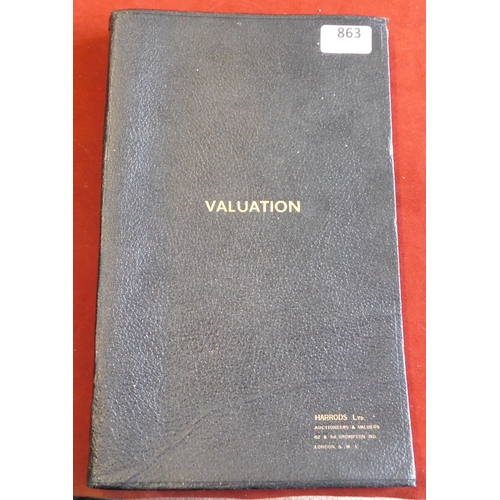 863 - Harrods Ltd Auctioneers Surveyors & Valuers. February 1939. A Valuation & Inventory of The Furniture... 