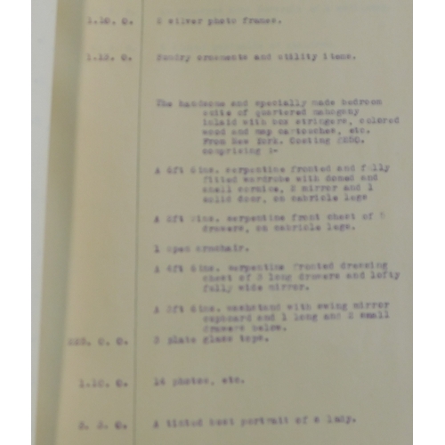 863 - Harrods Ltd Auctioneers Surveyors & Valuers. February 1939. A Valuation & Inventory of The Furniture... 