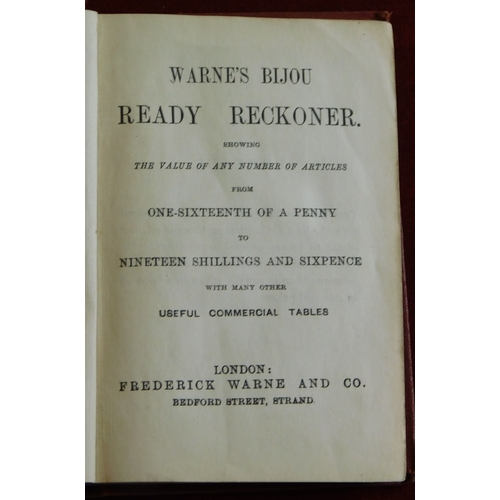 866 - 1941 Wightman's Ready Reckoner (12.5cm), Warne's Bijou Ready Reckoner for Wages (11.8cm),  Good Cond... 