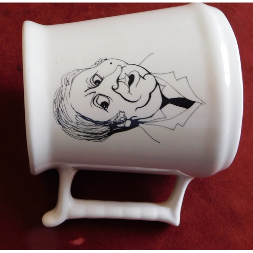 911 - Political and Trade Union items - A cartoon mug showing Michael Foot and Arthur Scargill, two cartoo... 