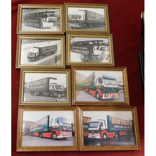 744 - Eddie Stobart mint and boxed (mostly) few other includes Reach Stacker small framed colour photograp... 