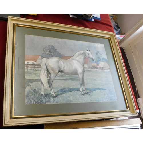 652 - Gill, Muriel (20th Century artist) 'Grey Sovereign' signed and dated 1973 watercolour of this grey m... 