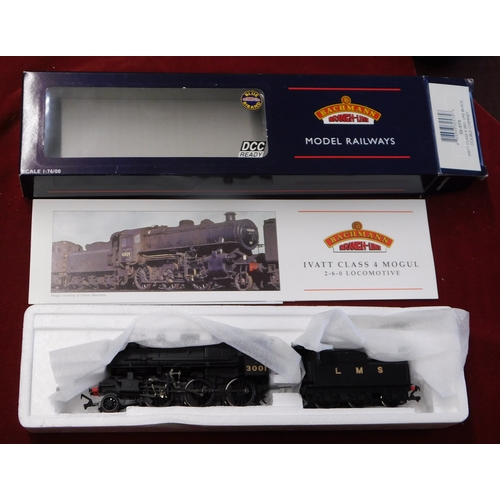 613 - Bachmann Locomotive IVATT Class 4, 3001 LMS black double chimney, 32-575 mint and boxed