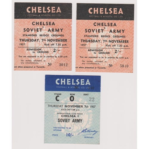 124 - Programmes (2) and 3 tickets for the Chelsea v CDSA Moscow (Soviet Army) friendly match 7th November... 