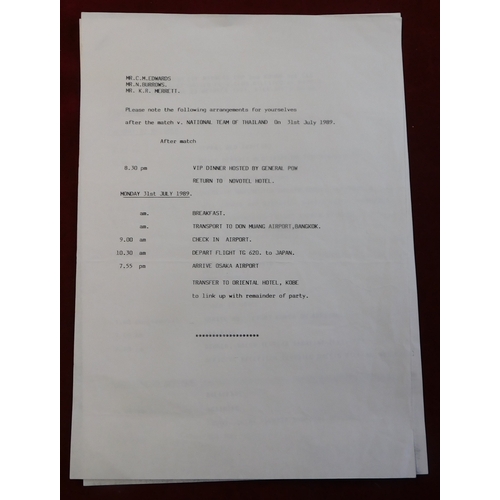 218 - Typed itineraries and programme of arrangements for Directors of Manchester United for overseas matc... 