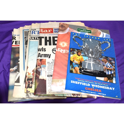 28 - A folder of 13 Sheffield Wednesday newspaper reports all pertaining to their League Cup win in 1990/... 