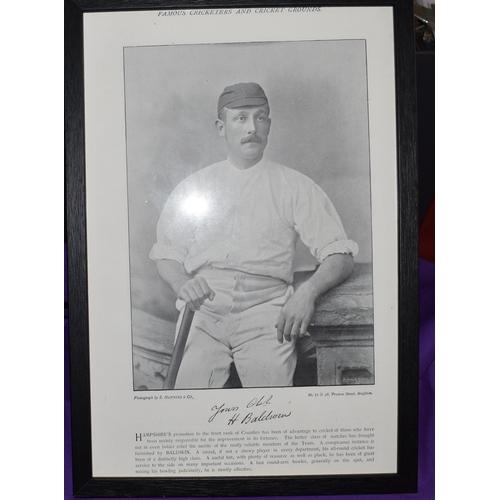 313 - Framed Print of C.H. Baldwin, Cricketer, Hampshire's promotion to the front rank of counties, photog... 