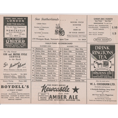 405 - Newcastle United Reserves v Manchester United Reserves 2nd November 1957, very good