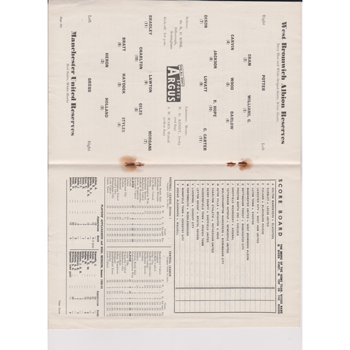 410 - West Bromwich Albion Reserves v Manchester United Reserves Dec 1959, staple rust, Charlton and Style... 