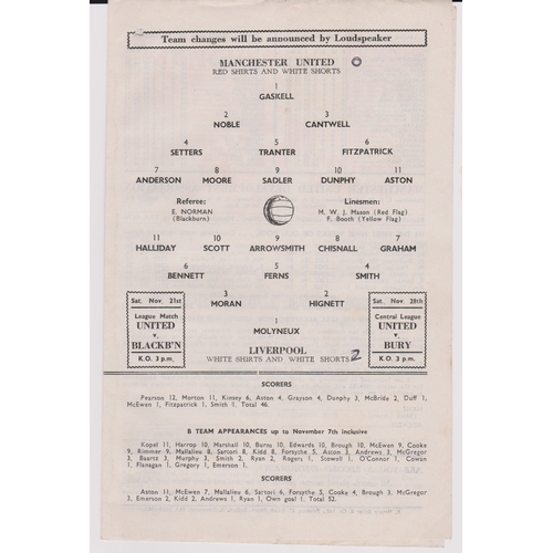 437 - Manchester United v Liverpool, Lancashire Senior Cup 1964/65, coupon clipped, very good