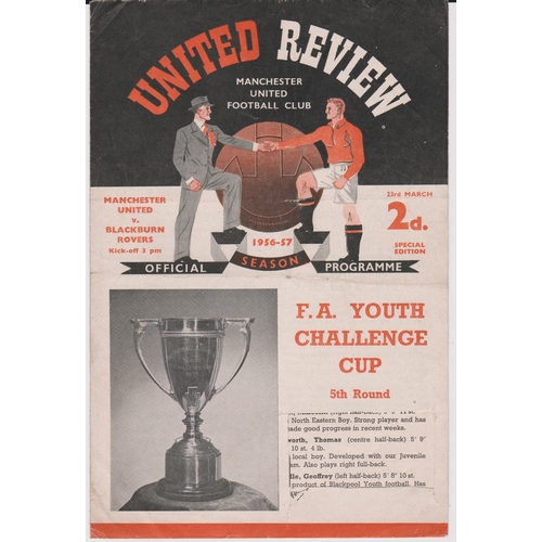 439 - Manchester United Youth 1956/67 v Blackburn (5th Round) and with coupon, 1958/59 v Blackburn (Semi F... 