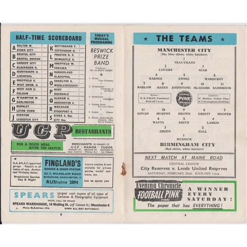 448 - Manchester City v Birmingham City 1957/58 15th Feb, 4 pages of pictures including light journalists ... 