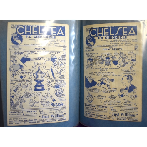 56 - A collection of 22 Chelsea Home programmes (20 League plus Arsenal and Derby FA Cup) lacking Manches... 