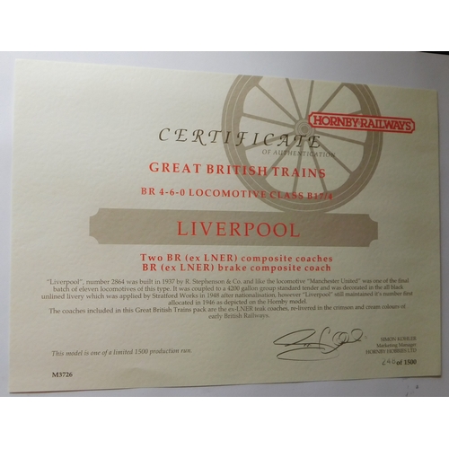 514 - Hornby Locomotive '2864 Liverpool' Great British Train Set, mint and boxed with certificate