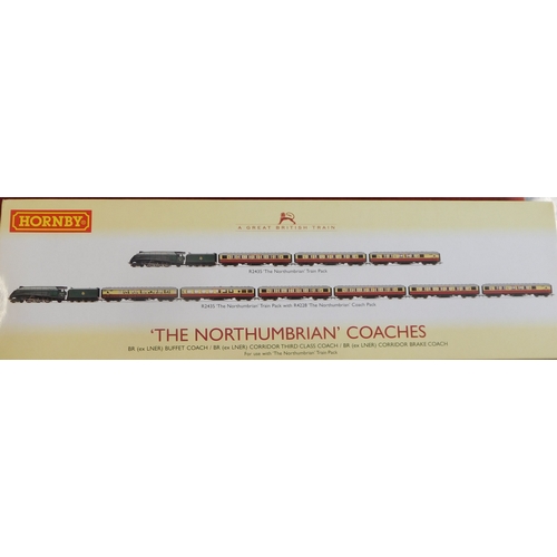 760 - Hornby Coaches R4228 Northumbrian Coach Pack, R4255 Master Cutler Coach Pack, R4179A Corridor Brake,... 