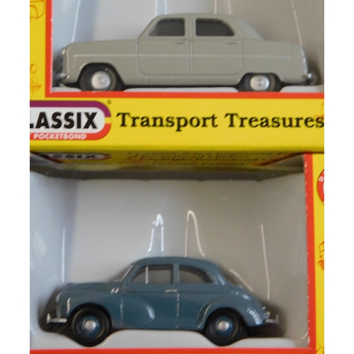 893 - Classix by Pocketbond 1:76 scale, 3 boxed commercial vehicles, three boxed cars, excellent condition... 