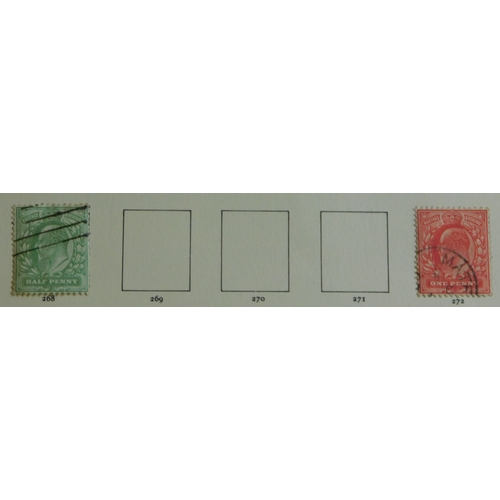 1065 - Great Britain 1902-1913 Edward VII collection of (34) used in the SG 215-314 range on four pages. No... 