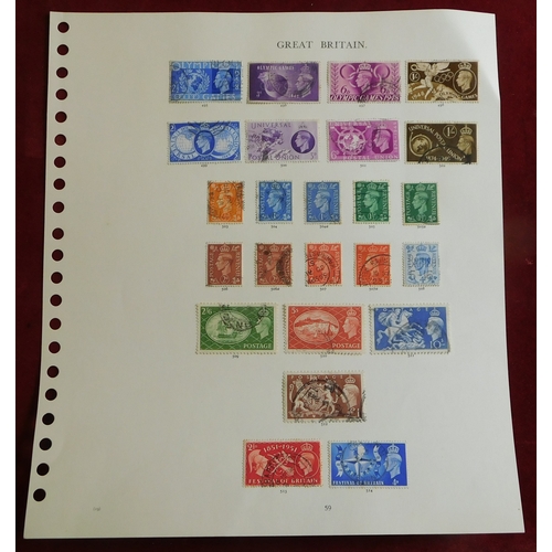 1069 - Great Britain 1937-1951 George VI on three pages, SG 461-514 used. Includes postage sets including w... 