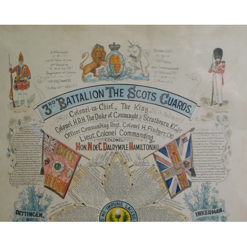 601 - British Military Print - A memento of The Formation of the 3rd Battalion (The Scots Guards) and Pres... 