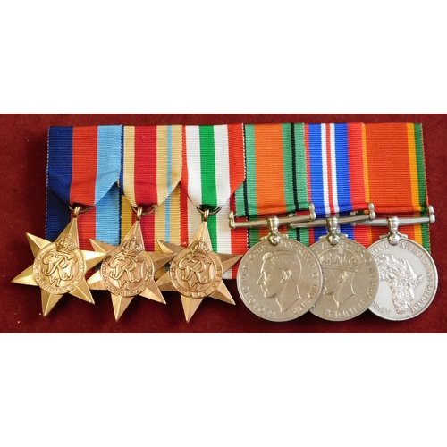 607 - South African WW2 Commonwealth court mounted Medal bar to 310422 N.R.A Pedlar including The 1939-45 ... 