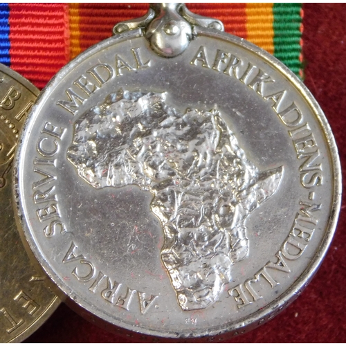 607 - South African WW2 Commonwealth court mounted Medal bar to 310422 N.R.A Pedlar including The 1939-45 ... 