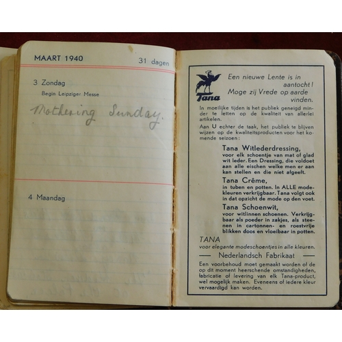 615 - British WWII 1940 Diary, a Dutch diary which details all of the Plays and Opera listings and visits ... 