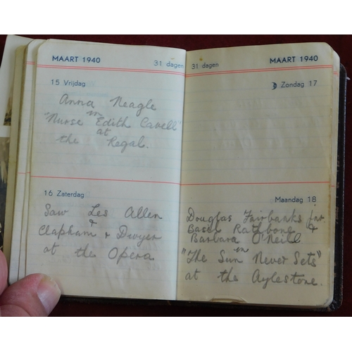 615 - British WWII 1940 Diary, a Dutch diary which details all of the Plays and Opera listings and visits ... 