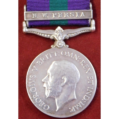 616 - British General Service Medal 1918-62 with N.W. Persia clasp, named to: 17551/2 RFMN Dhanbahadur Gur... 