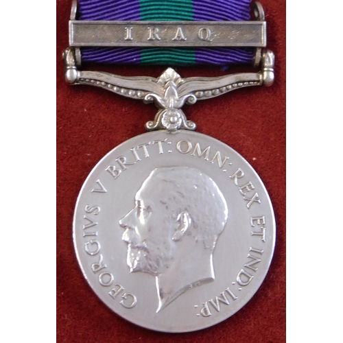 618 - British General Service Medal 1918-62 with Iraq clasp named to: Pte. E. Bennett Northumberland Fusil... 