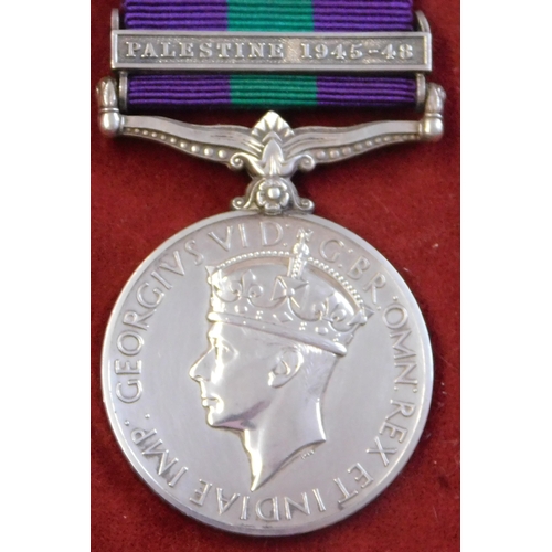 619 - British General Service Medal 1918-62 with Palestine 1945-48 clasp to: 2315920 A.C.II R.J. Daynes R.... 