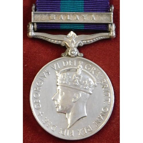 620 - British General Service Medal 1918-62 with Malaya clasp to: 21132244 RFN Khardhoj Gurung 2nd Gurkha ... 